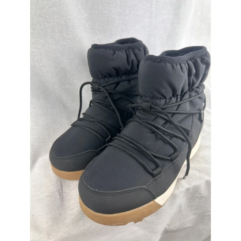 Target Black Puffer Snow Boots Thermolite EcoMade‎ Lace Up Gum Sole 096094120 7
